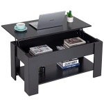 Lift Top Coffee Table with Hidden Storage - Black
