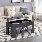 Lift Top Coffee Table with Hidden Storage - Black