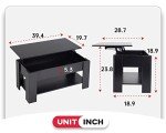 Lift Top Coffee Table with Hidden Storage - Black