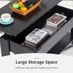 Lift Top Coffee Table with Hidden Storage - Black