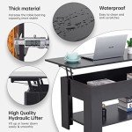 Lift Top Coffee Table with Hidden Storage - Black