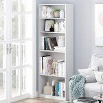 FURINNO JAYA White 5-Tier Bookcase Shelf