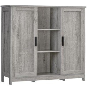 Iwell Grey Storage Cabinet with Adjustable Shelves