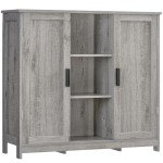 Iwell Grey Storage Cabinet with Adjustable Shelves