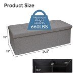 Folding Storage Ottoman Bench - Dark Grey, 43.3”