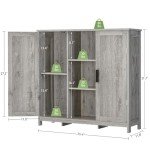 Iwell Grey Storage Cabinet with Adjustable Shelves