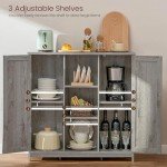 Iwell Grey Storage Cabinet with Adjustable Shelves
