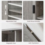 Iwell Grey Storage Cabinet with Adjustable Shelves