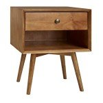 Mid Century Modern Wood Nightstand with Drawer