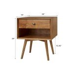 Mid Century Modern Wood Nightstand with Drawer