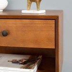 Mid Century Modern Wood Nightstand with Drawer