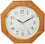 12-Inch Octagonal Solid Oak Wall Clock
