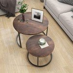 Industrial Round Coffee Table Set of 2