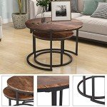 Industrial Round Coffee Table Set of 2