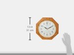 12-Inch Octagonal Solid Oak Wall Clock