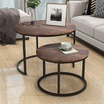 Industrial Round Coffee Table Set of 2