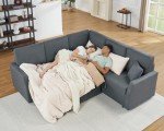 Grey L-Shaped Sleeper Sofa Bed with Storage