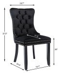 Black Velvet Upholstered Dining Chairs Set of 4