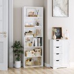 6-Tier Freestanding Open Bookcase in White