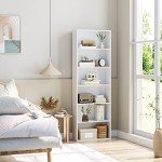 6-Tier Freestanding Open Bookcase in White