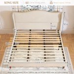 Koorlian King Size Upholstered Platform Bed - Beige