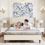 Koorlian King Size Upholstered Platform Bed - Beige