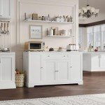 HITHOS 54" White Modern Buffet Cabinet with Storage