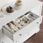 HITHOS 54" White Modern Buffet Cabinet with Storage