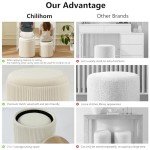 Chilihom Velvet Round Ottoman Storage Set of 2