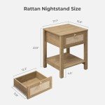 Set of 2 Boho Rattan Nightstands with Drawers