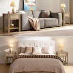 Set of 2 Boho Rattan Nightstands with Drawers