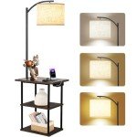 Modern Floor Lamp with Table and Charging Station