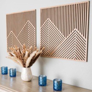 Wood Mountain Wall Art – 2 Piece Set