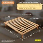 NELYE Queen Solid Wood Platform Bed Frame