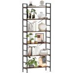 Rustic 6-Tier Adjustable Tall Bookcase Unit