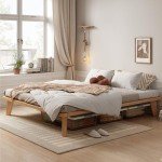 NELYE Queen Solid Wood Platform Bed Frame