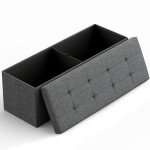Dark Grey Folding Storage Ottoman Bench, 43
