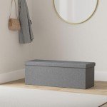 Dark Grey Folding Storage Ottoman Bench, 43