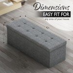 Dark Grey Folding Storage Ottoman Bench, 43