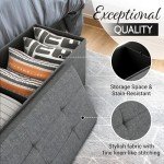 Dark Grey Folding Storage Ottoman Bench, 43