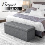 Dark Grey Folding Storage Ottoman Bench, 43