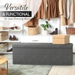 Dark Grey Folding Storage Ottoman Bench, 43
