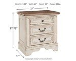 Realyn French Country 3-Drawer Nightstand with USB Ports