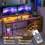 Stylish 61" Computer Desk with Power Outlet & LED