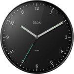 ZEON 30cm Round Black Wall Clock for Home
