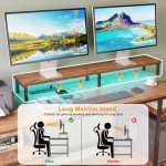 Stylish 61" Computer Desk with Power Outlet & LED