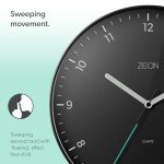 ZEON 30cm Round Black Wall Clock for Home