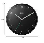ZEON 30cm Round Black Wall Clock for Home