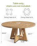 LITTLE TREE 47-Inch Round Dining Table for 4-6
