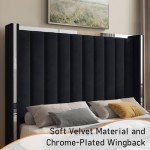 Jocisland King Bed Frame with Tall Velvet Headboard